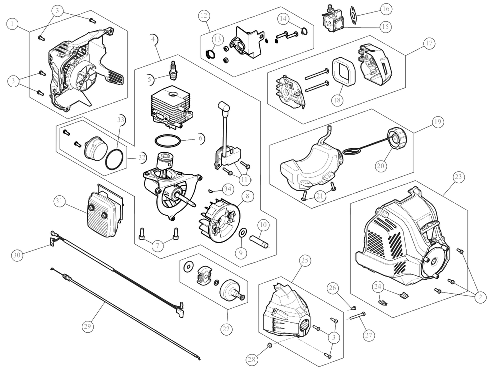 Engine Assembly Diagram and Parts List for Y25PS 41AD25PS900 Yard Machines Pole Saw